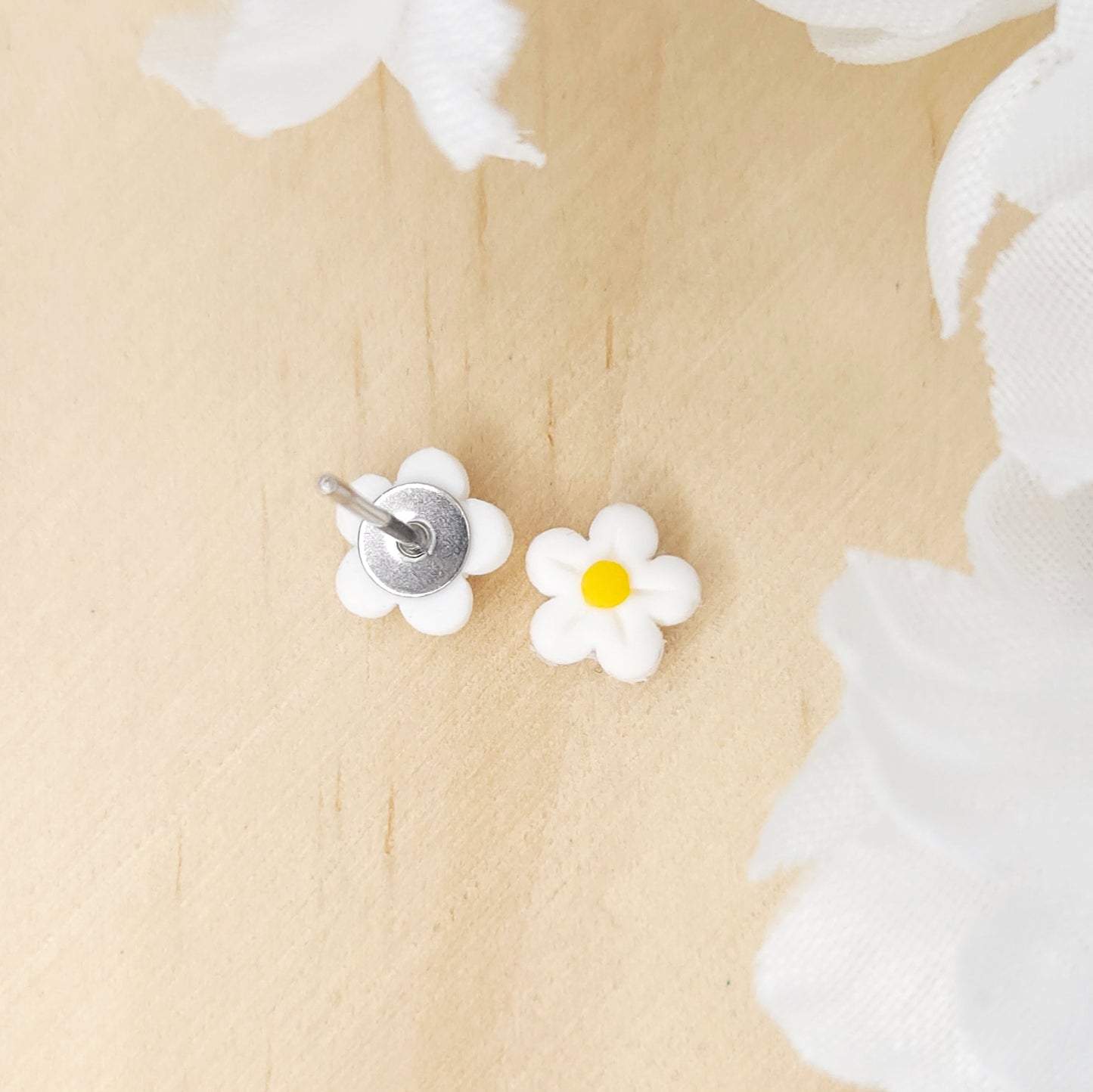 Handmade Daisy Kids Polymer Clay Girl Earrings